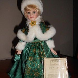 "JADE" Special Memories Holiday Porcelain Doll AVON
